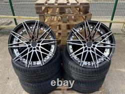 20 Black Polished bmw style alloy wheels 3/5/6/7 series m3 staggered + tyres