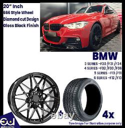 20'' Inch Competition 666m Style Blk Alloy Wheels & Tyres Fits Bmw 3/4 Series 4x