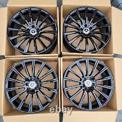 20'' Mercedes AMG Turbine Style Alloy Wheels Gloss Black C E S Class Staggered 4