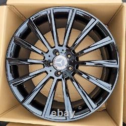 20'' Mercedes AMG Turbine Style Alloy Wheels Gloss Black C E S Class Staggered 4