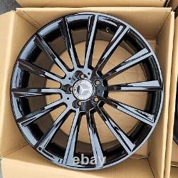 20'' Mercedes AMG Turbine Style Alloy Wheels Gloss Black C E S Class Staggered 4