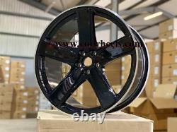 21 x4 New Porsche Macan Turbo Style Alloy Wheels Gloss Black Polished Lip 5x112