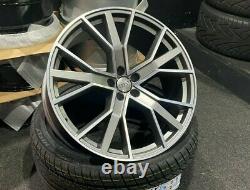 22 Audi SQ7 style alloy wheels Satin Grey/Pol 5x112 + 285/35/22 tyres Q7 4M