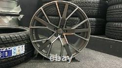 22 Audi SQ7 style alloy wheels Satin Grey/Pol 5x112 + 285/35/22 tyres Q7 4M