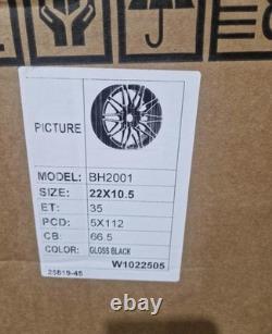 22' BMW G05 X5 X6 M Style Alloy Wheels Gloss Black Staggered Rims