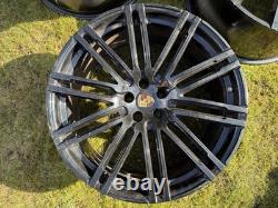 3 X 21 inch Porsche Macan Black Turbo Style Staggered Alloy Wheels 5x112 10J 9J