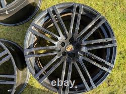 3 X 21 inch Porsche Macan Black Turbo Style Staggered Alloy Wheels 5x112 10J 9J