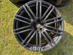 3 X 21 inch Porsche Macan Black Turbo Style Staggered Alloy Wheels 5x112 10J 9J