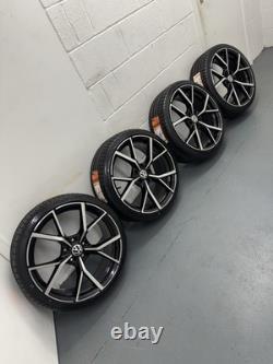 4X19 BRAND NEW VW ESTORIL STYLE ALLOY WHEELS GlossBlack+DC With BRAND NEW TYRES
