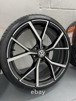4X19 BRAND NEW VW ESTORIL STYLE ALLOY WHEELS GlossBlack+DC With BRAND NEW TYRES