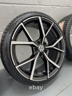 4X19 BRAND NEW VW ESTORIL STYLE ALLOY WHEELS GlossBlack+DC With BRAND NEW TYRES