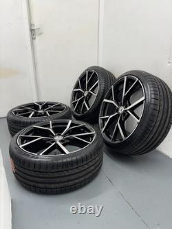 4X19 BRAND NEW VW ESTORIL STYLE ALLOY WHEELS GlossBlack+DC With BRAND NEW TYRES