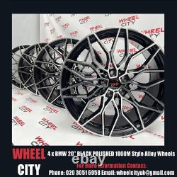 4 x BMW 20 BLACK POLISHED 1000M Style Alloy Wheels 5x112 3 4 5 6 7 8 series
