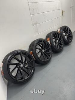 4x19 Brand New Vw Gtd/r/gti Speilberg Style Alloy Wheels Gloss Black +new Tyres