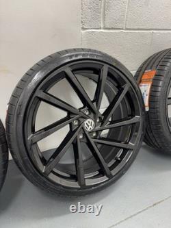 4x19 Brand New Vw Gtd/r/gti Speilberg Style Alloy Wheels Gloss Black +new Tyres