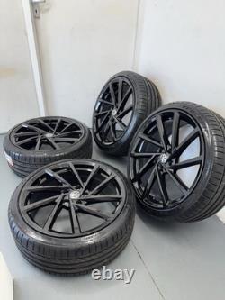 4x19 Brand New Vw Gtd/r/gti Speilberg Style Alloy Wheels Gloss Black +new Tyres