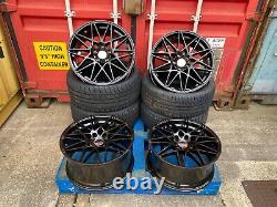 4x20 staggered ALLOY WHEELS + TYRES 666M STYLE BLACK Gloss BMW 3 4 5 6 SERIES