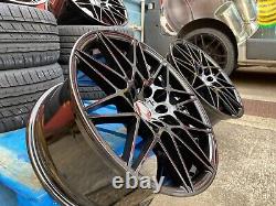 4x20 staggered ALLOY WHEELS + TYRES 666M STYLE BLACK Gloss BMW 3 4 5 6 SERIES
