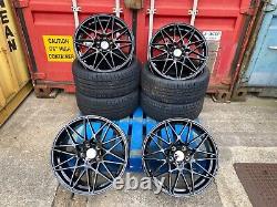 4x20 staggered ALLOY WHEELS + TYRES 666M STYLE BLACK Gloss BMW 3 4 5 6 SERIES