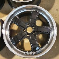 4x 19x8.5 5x112 et45 Porsche Style Alloy Wheels Black Polished Marks on Finish