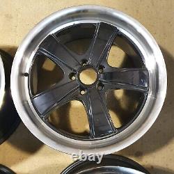 4x 19x8.5 5x112 et45 Porsche Style Alloy Wheels Black Polished Marks on Finish