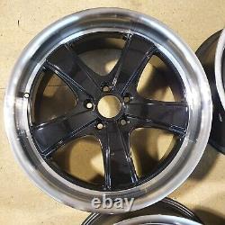 4x 19x8.5 5x112 et45 Porsche Style Alloy Wheels Black Polished Marks on Finish