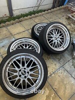 4x 20 Inch Alloy Wheels Alloys Bbs LM Style With New Tyres Chrome 9j 10.5j