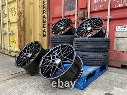 (4x) 20 staggered ALLOY WHEELS + TYRES 666M STYLE BLACK BMW 3 4 5 6 SERIES