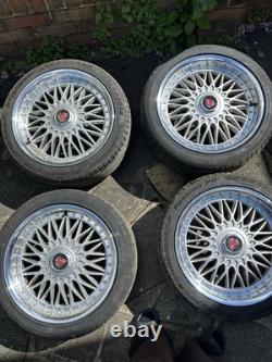 AXE EX10 18 Mesh Alloy Wheels + FREE TYRES 5x120 ET35 Deep Dish Style