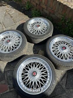 AXE EX10 18 Mesh Alloy Wheels + FREE TYRES 5x120 ET35 Deep Dish Style