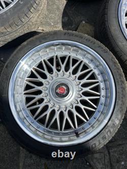 AXE EX10 18 Mesh Alloy Wheels + FREE TYRES 5x120 ET35 Deep Dish Style