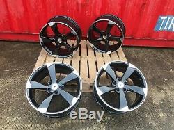 Audi A3 A4 A6 19 Rotor Style Alloy Wheels Black Polished Rs3 S3 Ttrs Rotor