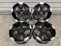 Audi Rotor RS3 Style 18 Alloy Wheels 5x112 Gloss Black Polished Tips