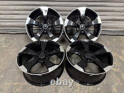 Audi Rotor RS3 Style 18 Alloy Wheels 5x112 Gloss Black Polished Tips