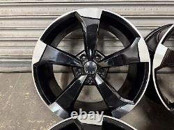 Audi Rotor RS3 Style 18 Alloy Wheels 5x112 Gloss Black Polished Tips