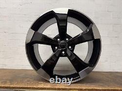 Audi Rotor RS3 Style 18 Alloy Wheels 5x112 Gloss Black Polished Tips
