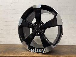 Audi Rotor RS3 Style 18 Alloy Wheels 5x112 Gloss Black Polished Tips