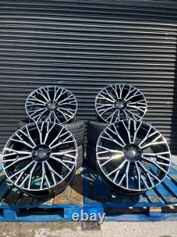 BMW Black Polished 22 Inch Multi-Spoke Style Alloy Wheels & Tyres 5X120 Fitment