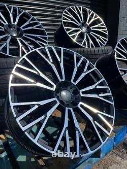 BMW Black Polished 22 Inch Multi-Spoke Style Alloy Wheels & Tyres 5X120 Fitment