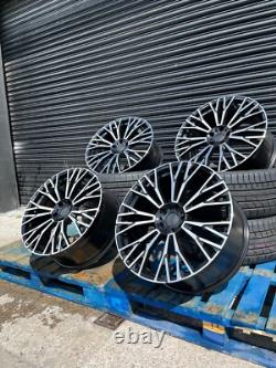 BMW Black Polished 22 Inch Multi-Spoke Style Alloy Wheels & Tyres 5X120 Fitment