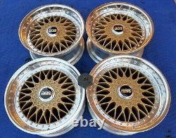 BMW E28 M5 E24 635 M6 M3 RC090 Style 5 BBS RS GOLD 17x8 Wheels Rims +Billet Caps