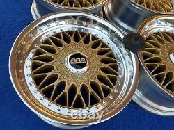 BMW E28 M5 E24 635 M6 M3 RC090 Style 5 BBS RS GOLD 17x8 Wheels Rims +Billet Caps