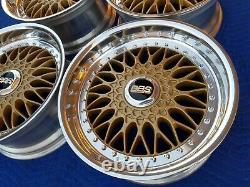 BMW E28 M5 E24 635 M6 M3 RC090 Style 5 BBS RS GOLD 17x8 Wheels Rims +Billet Caps