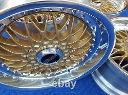 BMW E28 M5 E24 635 M6 M3 RC090 Style 5 BBS RS GOLD 17x8 Wheels Rims +Billet Caps