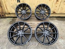 BRAND NEW BMW M3 M4 STYLE TURISMO 18 STAGGERED 5x120 ALLOY WHEELS BLACK SATIN
