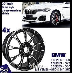 Bmw 3 4 5 6 Series G20 G30 20 Alloy Wheels Alloys 669m Style Black Polished 4x