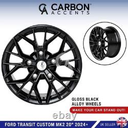 Ford Transit Custom MK2 20 Gloss Black VLRT Style Alloy Wheels 24+ UK STOCK
