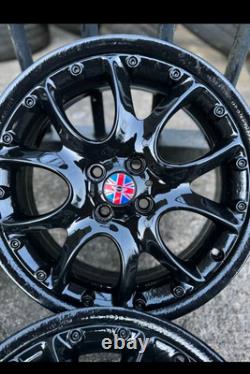 Genuine Mini Cooper R series 2 piece style 98 web spoke alloy Wheels GLOSS BLACK