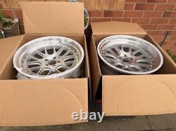 JR Wheels JR40 ET15 5x100 Silver Machined 3-Piece Style Deep Dish Alloys x2