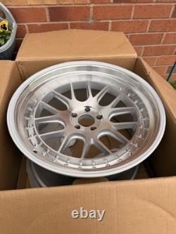JR Wheels JR40 ET15 5x100 Silver Machined 3-Piece Style Deep Dish Alloys x2